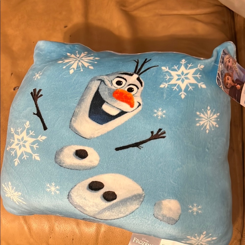 Disney Frozen II Blue Pillow with Anna and Elsa